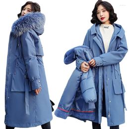 Parkas d'hiver à capuche épaississantes pour femmes veste matelassée en coton mi-longue sur le genou Version coréenne manteau en coton