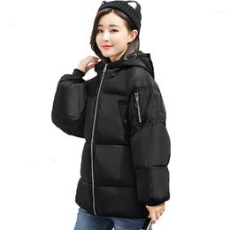 Femme's Down capuche Winterjas femmes Catoon humide épais veste courte Parka Effen couleur surdimensionné Casaco Feminina hiver1