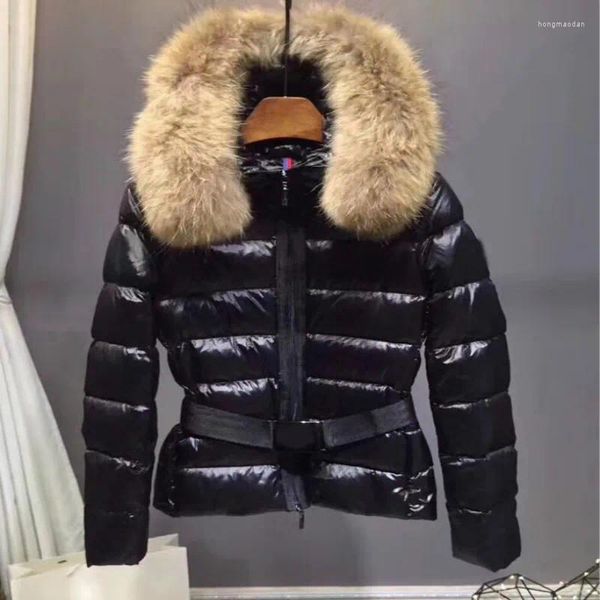 Chaqueta de plumón para mujer, abrigo grande con pelo de perro con pelo de mapache, abrigo cálido a la moda para otoño e invierno, Parkas para mujer