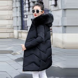 Doudoune femme longue veste femme manteau chaud hiver veste à capuche col en fourrure vers le bas parka mujer plus la taille 7XL femme parkas 201214