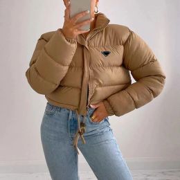 Women's Down Jacket Parkas Fashion Coat With Classic Letter Hooded Large Pocket Jackets Winter Warm Short Cotton Coat