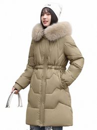 Doudoune femme hiver nouveau col de fourrure à capuche mi-longueur Parkas coréen Fi décontracté lâche épaississement chaud vers le bas manteaux Cott I3Dq #