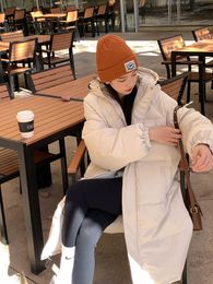 Veste bouffante moyenne à la baisse des femmes Automne d'hiver Femmes épaisses à capuche à capuche Femme Femme Solide parkas surdimension