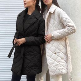 Dames down mid-length Winter Parkas Jacket Zwart katoenen gekatelde kant herfst licht dunne mode elegante gewatteerde jassen voor vrouwen