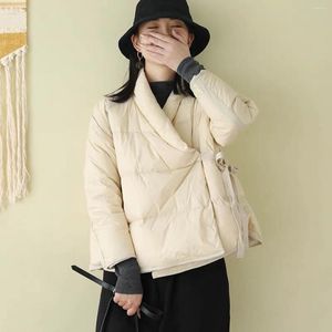 Doudoune femme Original rétro Art 2023 Oblique poitrine légère veste hiver court surdimensionné pain pour à la mode