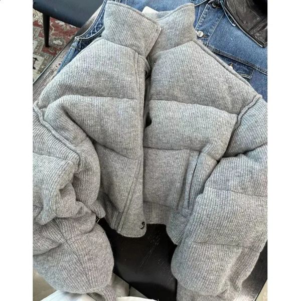 Parka en duvet pour femmes, manteaux courts décontractés de couleur grise, Parkas amples, épais et chauds, vestes d'automne et d'hiver 2023, 231109