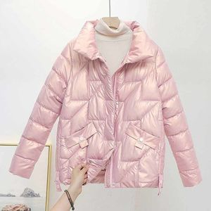 Parka en duvet pour femme, veste d'hiver en coton brillant, col montant, Parka chaude et décontractée, manteau court, vêtements d'extérieur, 221231