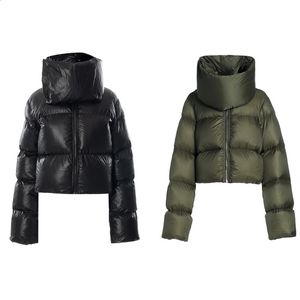 Parka en duvet pour femmes, vestes matelassées légères, manches longues, col enveloppant, fermeture éclair, manteau bouffant court, vêtements d'extérieur chauds d'hiver avec poche 231116