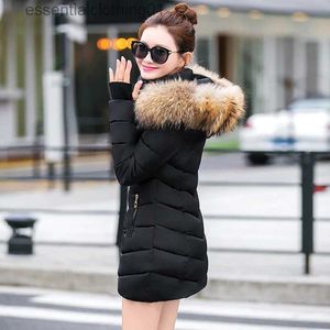 Parka femme 2020 veste d'hiver femmes col de fourrure marron avec capuche solide noir blanc Fe duvet manteau ample surdimensionné femmes longue Parka L231102