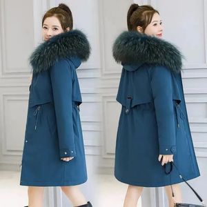 Parkas pour femmes 2023 Mode Long manteau d'hiver Femmes Vêtements Doublure en laine à capuche Slim avec col en fourrure Veste chaude 6XL 231117