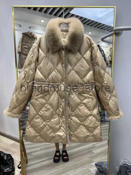 Parkas de plumón para mujer 2023 Nuevas chaquetas de pato blancas sueltas para mujer Damas Real Fox Invierno Mujeres Invierno Nuevos abrigos gruesos Abrigos largos cálidos J231219