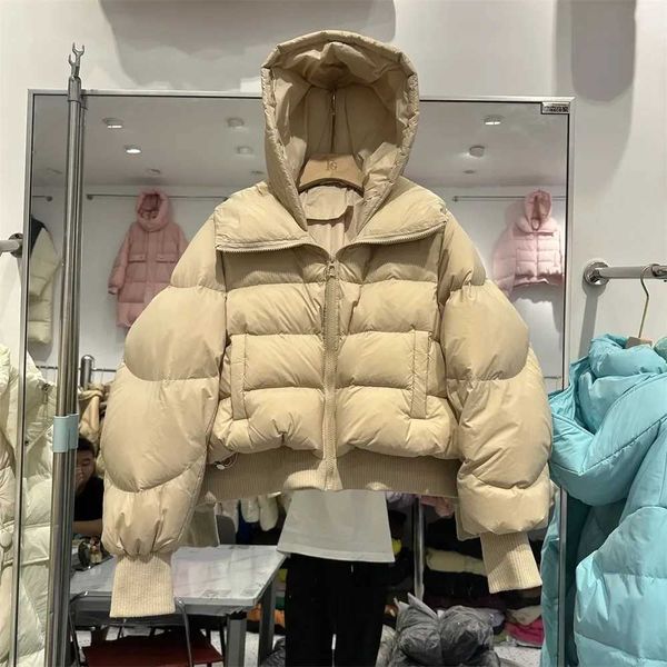 Parkas de plumón para mujer 2023 Nuevo invierno 90% Abrigo de plumón de pato blanco Sudaderas con capucha de gran tamaño Chaqueta corta informal cálida para mujer Parka impermeable J231227