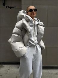 Damen Daunenparka 2023 Winter dick warm für Frauen Mode mit Kapuze Cottonpadded kurze Jacke weiblich lose High Street Solid Outwear 231109