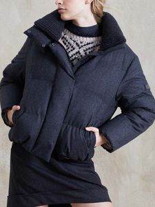 Femmes Down Parkas 4 Couleur Épaissie Veste Perle Garniture Col Montant Survêtement Tops Hiver Dames Chaud Zipper Manteau 221128