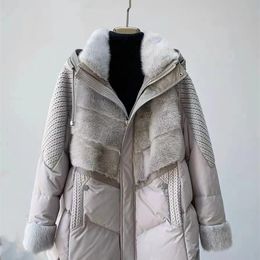 Vrouwen Donsparka Annsirgra 2023 Winter Vrouwen Jas Echte Nertsen Bontkraag Gans Jas Warme Luxe Mode Streetwear 231128