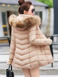 Parkas pour femmes automne femme longueur moyenne veste manteau femmes fausse fourrure col femme mince coton rembourré S3XL hiver 231031