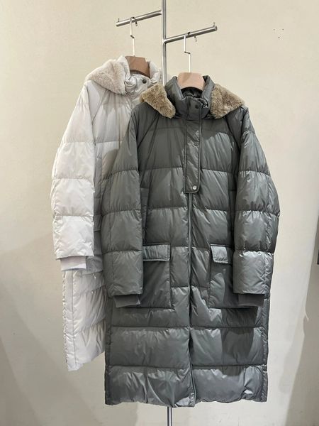 Parka en duvet pour femmes, manteau décontracté à capuche avec garniture en fourrure d'oie, automne-hiver, 231108