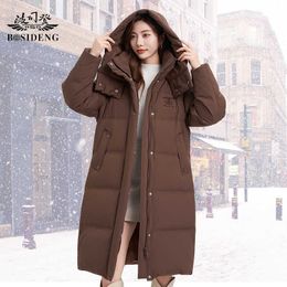 Parkas en duvet pour femmes Bosideng Manteau en duvet extrêmement froid Manteau à pain long pour femme Super épais en peluche Mode coréenne Manteau d'hiver froid et chaud