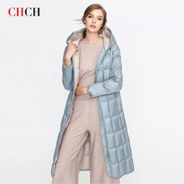 CHCH – Parka longue en duvet pour femme, manteau épais à capuche, en tissu, mode automne-hiver 2023, 231013