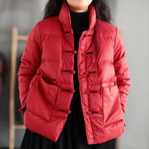 Parkas pour femmes Style ethnique chinois veste femmes Vintage boucle d'âge moyen mère hiver rembourré chaud coton manteau 2023 femmes