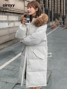 Parkas pour femmes Circyy veste femmes Long manteau d'hiver à capuche col de fourrure vêtements d'extérieur Parka dames chaud en vrac mode Style coréen vêtements 221205