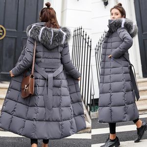 Cotton Solid Full Pockets Zippers Female Long Coat Slim Parka Padded Jacket Winter Thick Warm Windbreaker