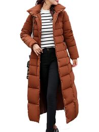 Parkas de plumón para mujer, abrigo acolchado de algodón, ropa de invierno cálida, bolsillos con capucha de piel, chaqueta acolchada, fajas, abrigos largos de burbujas, informal, delgado, negro 231123