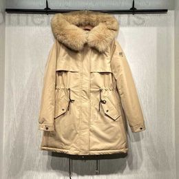 Parkas de plumón para mujer, diseñador 2022, cuello de piel grande delgado y engrosado, cremallera en la cintura, abrigo corto coreano de ganso blanco envuelto 4CM7