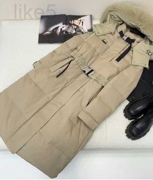 Dames donsparka's ontwerper 2023 nieuwe must-have comfortabele en warme oversized lange donsjas met bontkraag en capuchon voor dames MNWC
