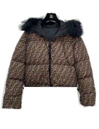 Jaqueta de designer feminina para baixo parkas 23 outono/inverno novo clássico duplo f com capuz com gola grossa e destacável uhqz y8n4