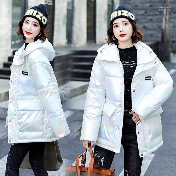 Parkas jetables en duvet pour femmes, mi-longues colorées, épaisses, vêtements en coton pour visage brillant, tendance pain d'étudiant, Kare22, hiver 2022