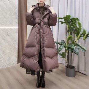 Parkas en duvet pour femmes doudoune à capuche longue sur le genou design artistique sentiment épaissi chaud 221205