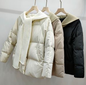 Parkas en duvet pour femmes veste en duvet pour femmes col rond épaissi col écharpe tricoté peut enlever les vêtements de pain décontractés 221205