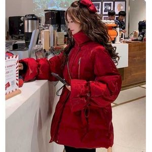 Parkas de plumón para mujer Chaqueta de plumón de pato para mujer Nueva seda brillante de longitud media Abrigo cálido de invierno grueso Falda sólida Chaqueta de gran tamaño para mujer Chaqueta para mujer HKD230719