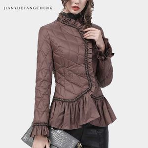 Parkas de plumón para mujer, elegante chaqueta de plumón de sirena para mujer, invierno 2021, nuevo abrigo acolchado de plumón de pato blanco ligero y cálido, chaquetas informales cortas delgadas HKD230725