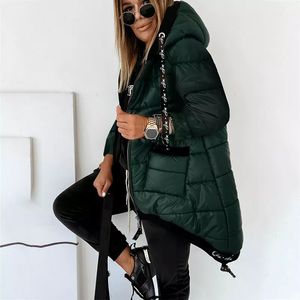 Parkas pour femmes automne hiver femmes long mince coton manteau à capuche fermeture éclair léger manches automne veste dames mode décontracté S 221205