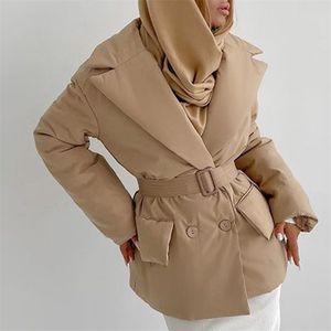 Dames down parkas fandy lokar turn kraag mode dubbele borsten jassen elegante herfst katoenen jassen vrouwelijke dames 221007