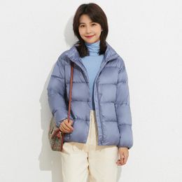 Parkas Feminino Moda 90 Veludo Cor Sólida Casaco Grosso Gola Alta 2023 Outono e Inverno Calor Branco Pato Pão CasacoWo