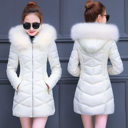 Dames donsparka's Fdfklak Koreaanse mode slanke dunne dons katoenen jas All-Match halflange katoenen dames top Grote bontkraag Vrouwelijke jas Winter 230919