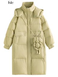 Parkas en duvet pour femmes FSLE 211G capacité de remplissage détachable lapin sac conception femmes solide canard vers le bas vestes hiver longue chaude doudoune 221208