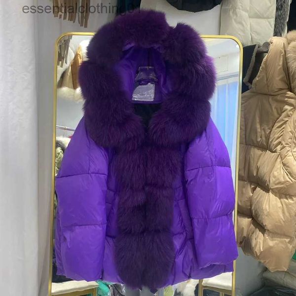 Parkas pour femmes Furyoume Femmes Hiver Manteau à capuche Blanc Canard Down Veste avec Big Real Silver Fur Trim Fe Lâche Vêtements d'extérieur L231129