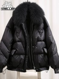 Dames down parkas greller winter jas dames jas dikke herfst zwart oversized bont puffer harajuku losse vrouwelijke korte kleding 230111