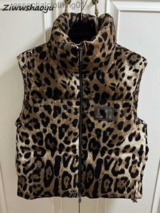Parkas pour femmes de haute qualité automne hiver femmes mode Ruy Designer léopard imprimé Patchwork sans manches débardeur doudoune vers le bas manteau L231129