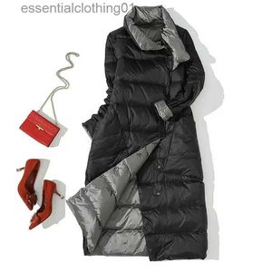 Parkas Femme Offre spéciale femmes Double face longue mince doudoune hiver 90% blanc duvet de canard manteau Fe Double boutonnage chaud Parka neige vêtements d'extérieur L231129