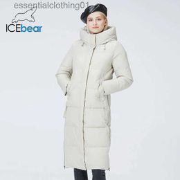 Parkas en duvet pour femmes ICEbear 2023 nouvelle veste longue à capuche pour femmes vêtements pour femmes à la mode manteau d'hiver pour femmes GWD22580D L231102