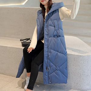 Parkas en duvet pour femmes en Veste rembourrée en coton pour femmes avec capuche couleur Pure gilet manteau pour dame automne hiver hauts gilet vêtements Veste 230107