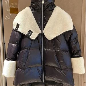 Dames down parkas jas lamb haar stiksel katoen ontwerp gevoel brood kort winter Koreaanse los rechte persoonlijkheid jassen 230112