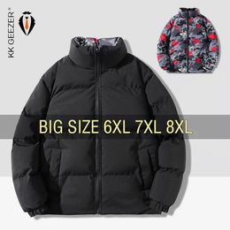 Mulheres para baixo parkas jaquetas homens dupla face algodão oversize 6xl 7xl 8xl plus size 2023 outono inverno preto windbreak negócio grosso casaco quente parka 231027