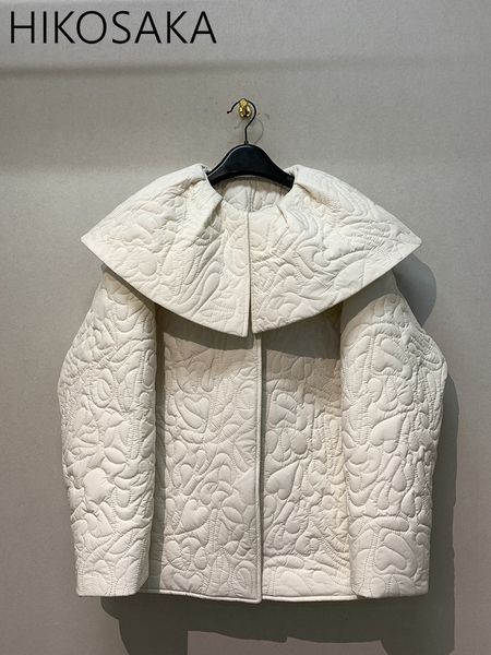 Parkas de plumón para mujer estilo japonés con cuello Peter Pan dulce, abrigos informales holgados de manga larga con botones cubiertos, chaquetas de invierno sólidas elegantes 221231