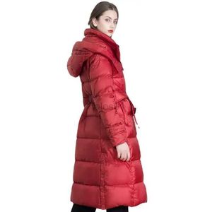 Parkas en duvet pour femmes, doudoune d'hiver pour dames avec capuche et longueur de ceinture, design noir rouge bleu marine, manteau grande taille zln231109